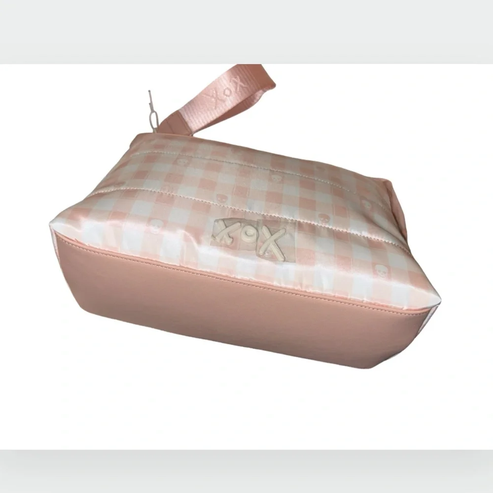 BETSEY JOHNSON PEACH & WHITE CHECKERED SKULL LUNCH BAG & SKULL TUMBLER SET NWT - Picture 4 of 12